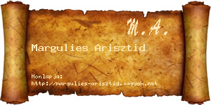 Margulies Arisztid névjegykártya